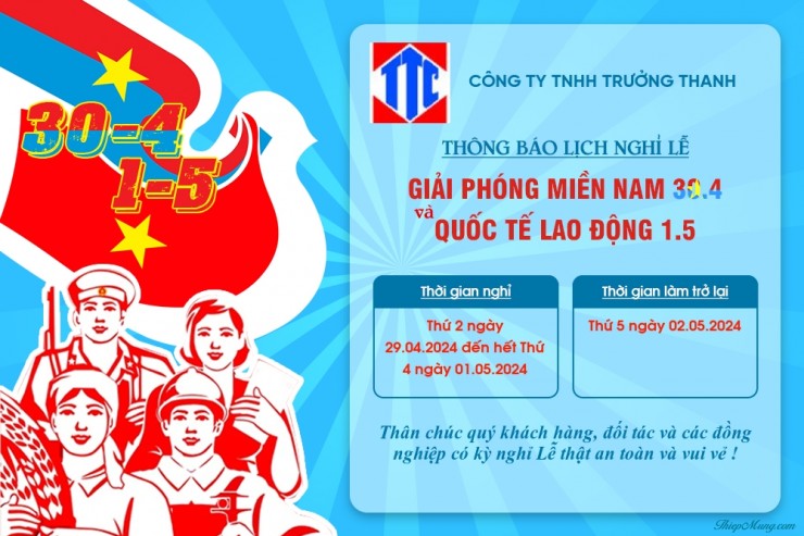 Thông báo lịch nghỉ lễ 30/4 - 1/5-2025